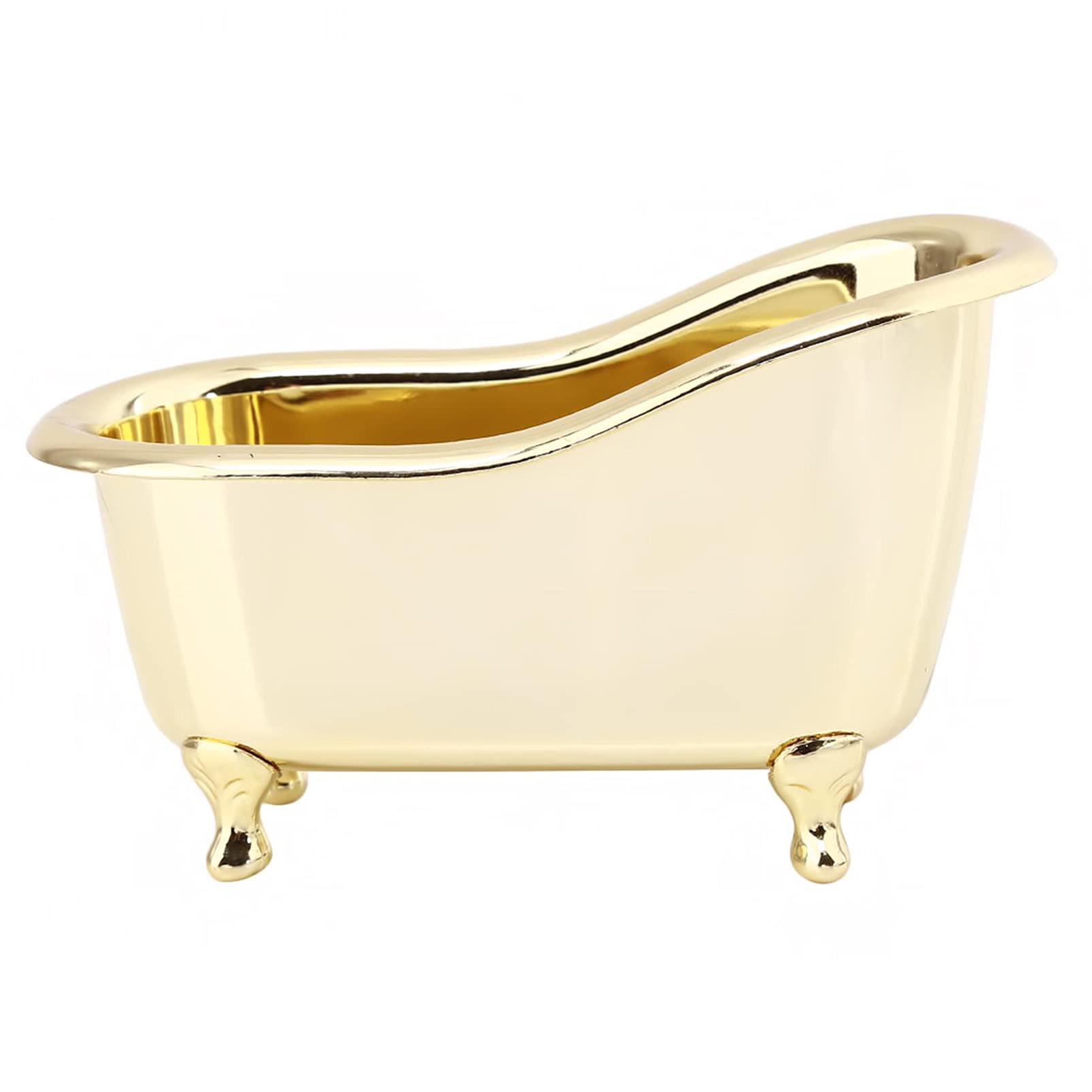 DAIHUIMini Bathtub Sundries Storage Box Makeup Organizer Container Desktop Storage Box(Gold)
