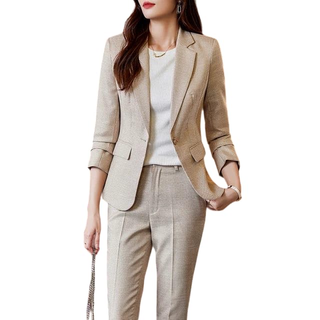 euphoria wardrobe Women's Suit Blazer 3 Piece Office Business Casual Single Breasted Blazer Jacket Pant and Canny Set-picture-39