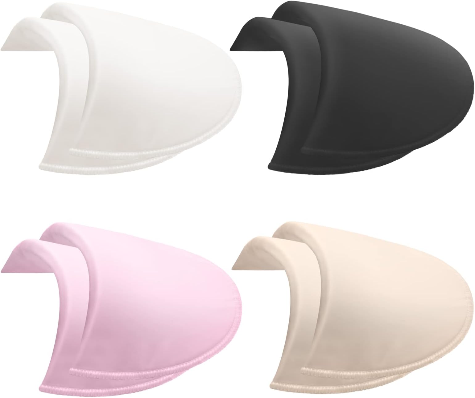 4 Pairs Set-in Shoulder Pads Sewing Sponge Shoulder Pads Shoulder Enhancer for Round Shoulders Women Blazer T-Shirt Dresses Sewing Accessories (Black + White+ Pink+ Skin)
