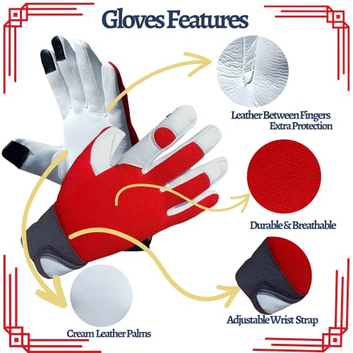 ITC Red Gardening Gloves for Women | Screen Touch Fingers | Garden Gloves Thorn Proof | Breathable and Durable Garden Gloves Women - Image 3