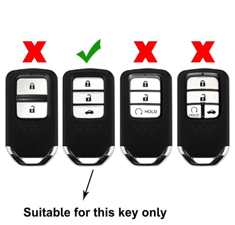 Image of BKN Luxury Metal Soft Car Key Cover Shell with Keychain & Full Protection Compatible with Honda City, Amaze, WR-V, Jazz, Civic, BR-V, CR-V (3 Button Push Smart Key)