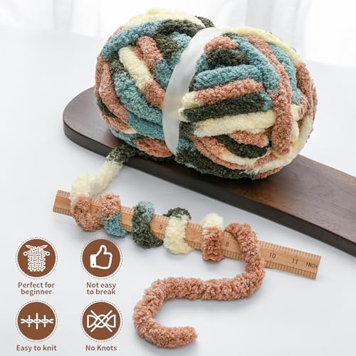 Image of 10 Pack Jumbo Chunky Yarn for Hand Knitting, Fluffy Variegated Chunky Chenille Yarn for Crocheting, 240yds /70.5oz Super Bulky Soft Crochet Baby Blanket Yarn(Candyfloss)