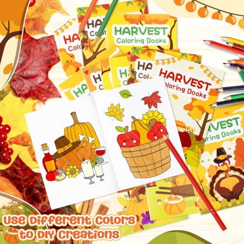 Image of Fall Harvest Coloring Books for Kids 72Pcs Bulk Thanksgiving Mini Coloring Booklet DIY Art Drawing Book with Pumpkin Turkey for Toddlers Autumn Thanksgiving Birthday Party Favors Goodie Bag Filler
