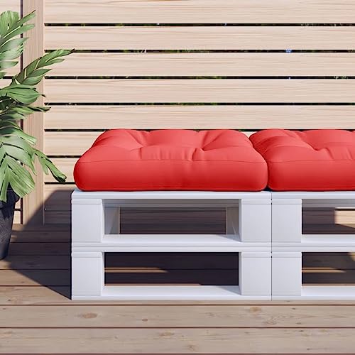 vidaXL Pallet Cushion, Decorative Ottoman Cushion with Fiber Filling, Footrest Cushion for Home Living Room Patio Outdoor Garden, Red Fabric - Thumbnail 2