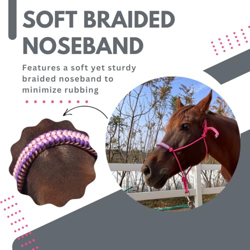 horzmetnex Cabresto de corda de cabeça de cavalo – Nylon resistente, design durável, múltiplo, lindo