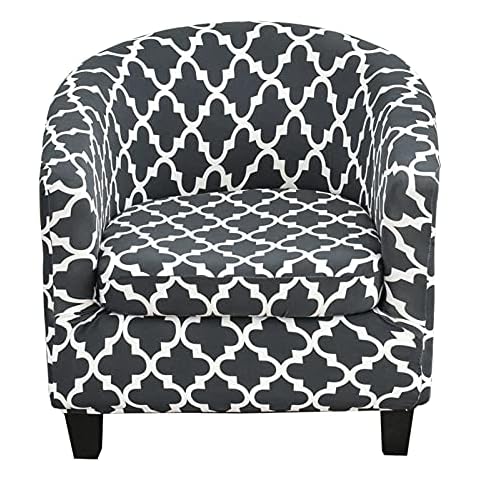 Upgraded 2 IN 1 Design Tub Chair Covers - 2 Piece Set Removable High Stretch Printed Soft Bucket Chair Covers Armchair Slipcovers for Dining Living Room Internet Cafe Bar Office Reception Cover