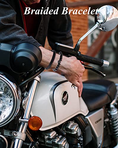 Tornito SLZZ12-15B 15Pcs Braided Leather Bracelet String Wood Bead Woven Ethnic Boho Cuff Wrap Stretch Wristbands Bracelets Set thumb #2