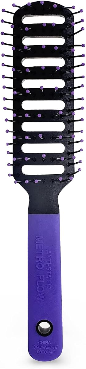 Spornette Anti Static Vent Brush #9000-MF (PURPLE) Styling, Smoothing, Straightening & Blow Drying Hair Quickly With No Static - Adds Shine & Body. For Women, Men & Children