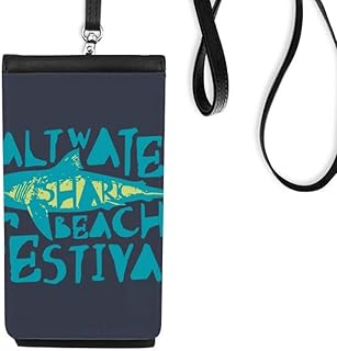 Saltwater Shark Beach Festival Phone Wallet Purse Hanging Mobile Pouch Black Pocket