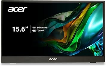 acer PM161Q Bbmiuux 15.6" Full HD 1920 x 1080 IPS Business Slim Portable Monitor | AMD FreeSync | External Monitor for Laptop PC Mac I Two 1W Speakers | 2 - USB 3.1 Type-C Ports & 1 - Mini HD...