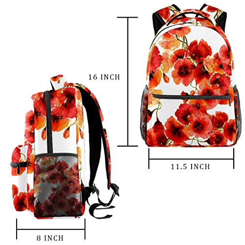 Sac à dos coquelicot rouge aquarelle idéal pour la rentrée des classes