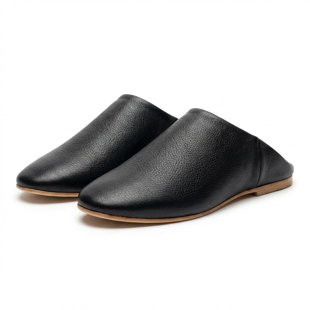 ZAYNA Babouches Marocaines en Cuir Véritable, Fait Main à Fès, Unisexe, Design Traditionnel et Confort Quotidien, Intérieur et Extérieur Léger