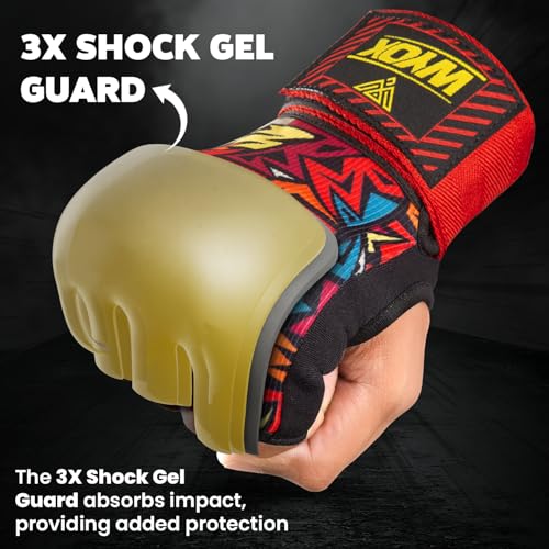 Image of WYOX Neoprene Gel Boxing Hand Wraps Inner Gloves for Men & Women - 80cm /31in Quick Wrist Strap, Padded Knuckle Protection, Fingerless MMA Muay Thai Kickboxing Wraps for Training & Martial Arts