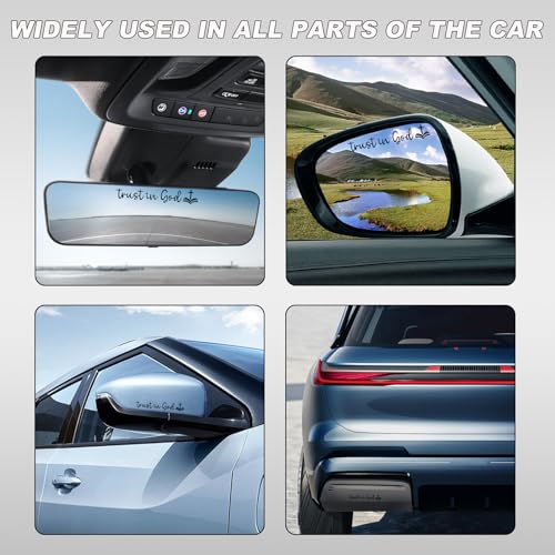 Image of DXNQ Trust in God Rearview Mirror Decals, Automotive Vinyl Rear View Mirror Decorative Stickers, Waterproof Trust in God Stickers for Car Truck Laptop, Car Accessories (2PCS,Black,Style 2)