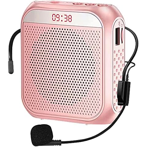 Portable Voice Amplifier for Teachers, 2200mAh Rechargeable Personal Amplifier Mic PA System Headset Microphone with Speaker for Teachers, Training, Meeting, Tour Guide, Yoga, Classroom (Rose) Cover