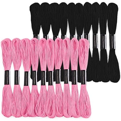 20 Skeins Cross Floss Stitch Thread, 8m Cotton Embroidery Floss-Cross Stitch Thread, Embroidery Thread Floss Set, Stitch Threads Polyester Thread Friendship Bracelets Thread Cover