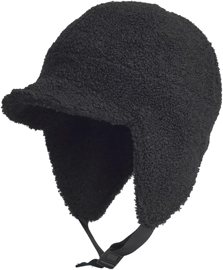 JSEIAJB Outdoor Fleece Warm Winter Hats with Visor Windproof Earflap Cap Trapper Hunting Hat Ski Hat(Gray)