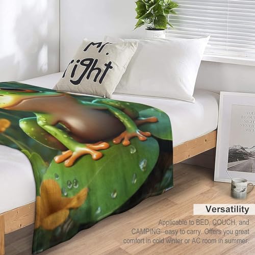 Couverture polaire grenouille en flannel polyester chaud 150x200cm - 7