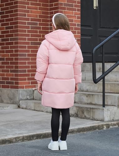 PATPAT Girls Puffer Jacket Size 4-8 Years Hooded Heavyweight Padded Winter Coat Medium Length Quilted Outwear for Little Kids4