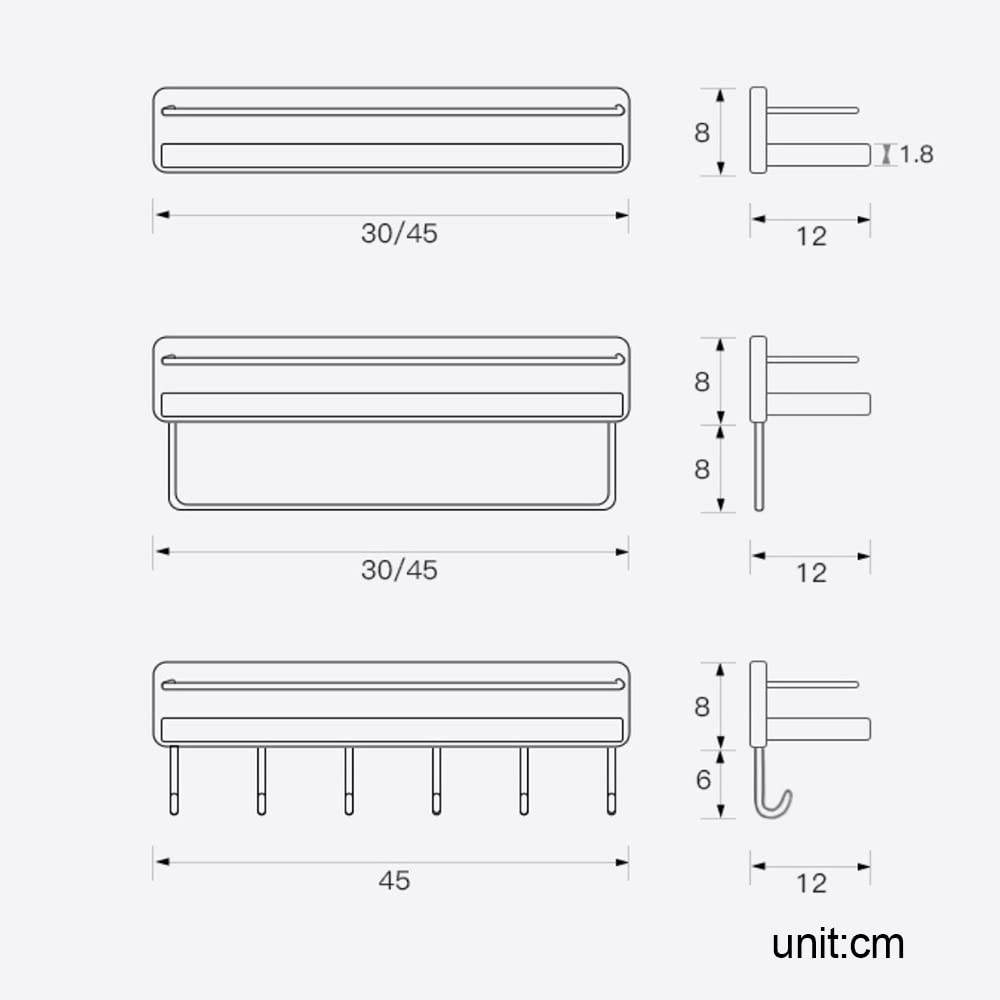 Estantes flotantes de Pared de Madera Maciza para Ducha, sin Taladro, 4 Piezas, toallero con Gancho para baño, Cocina y Dormitorio - Slish STO Solut