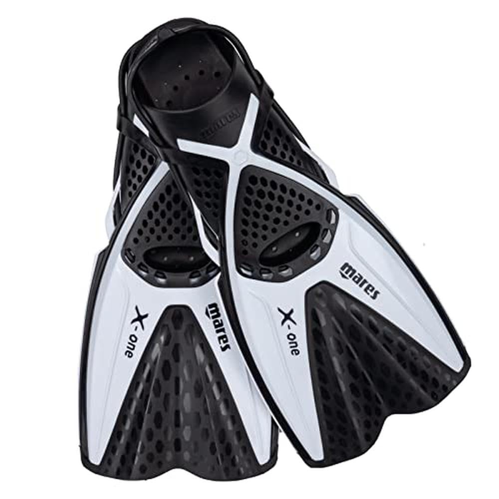 Mares X-One Junior – Pinne snorkeling corte per bambini, scarpetta aperta perforata, cinghia senza fibbia, comfort e prestazioni acquatiche