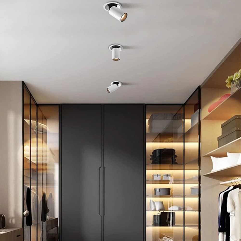 2.5-4.5inch Canless Rotation LED Downlight 7W,10W,15W,20W,25W Retractable Spotlight,Adjustable LED Recessed Light,Eyeball Ceilling Potlight,CRI >90,Simple Installation