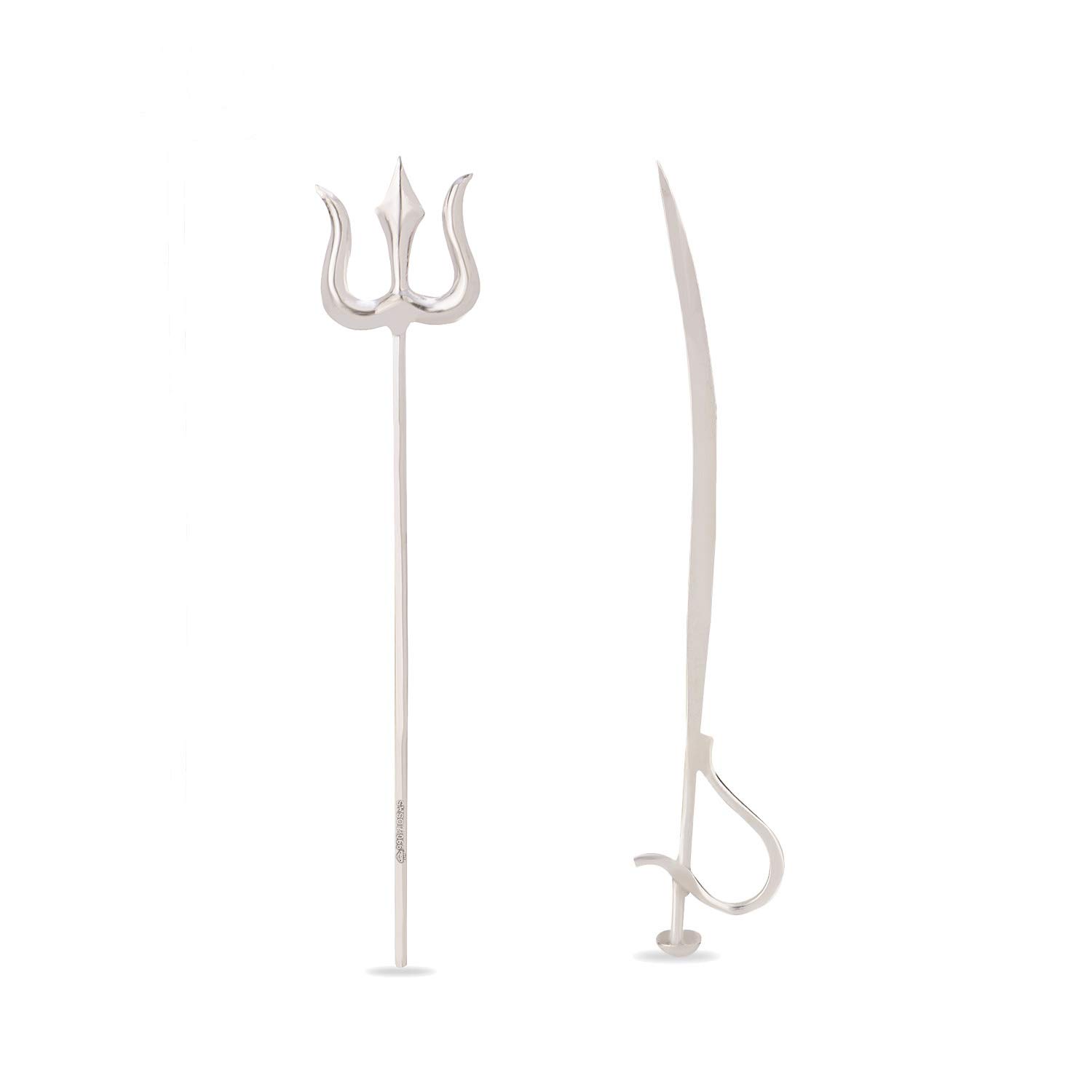 Silver Trishul & Talwar Set - Puja & Gift -1