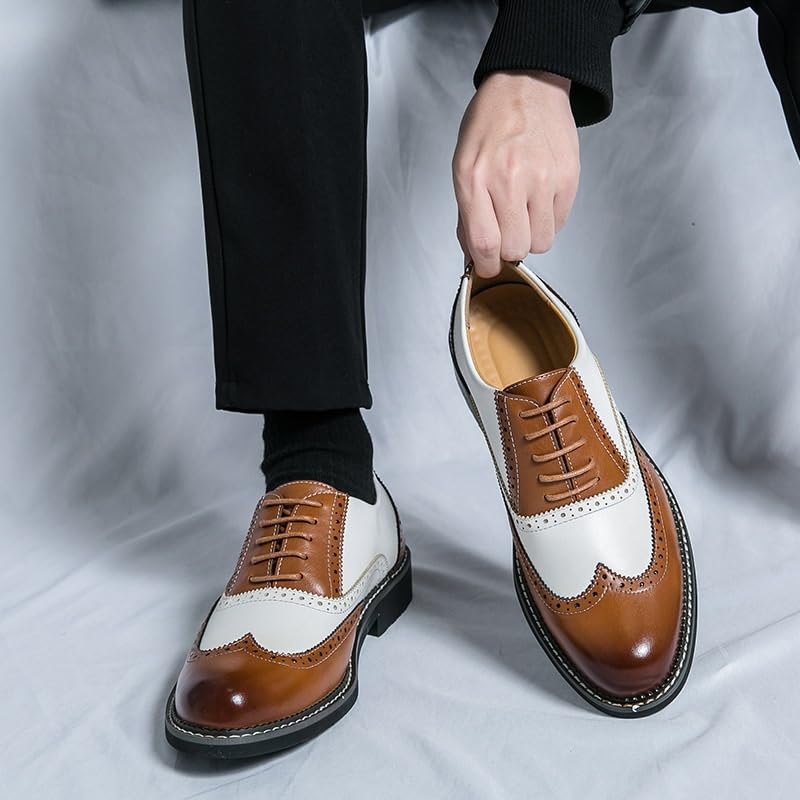 Men Austerity Spectator Brogue Dress Oxford Luxury Leather Anti-Slip Non Slip Resistant Party Breathable Uniform Classic Lace Up3