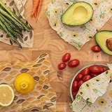 Beeswax Wraps by Myfoodware - Eco Friendly Reusable Food Wraps - Biodegradable & Organic Natural Wraps Create Great Seal Keeps Food Fresh - Recyclable & Sustainable 4 Pack Variety of Different Sizes!