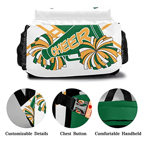 Cheerleader Green White Yellow Backpack Personalized Waterproof Casual Daypack Gift for Holiday Birthday4