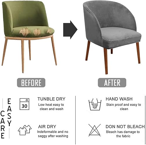 Miniatura 4 de Juego de 6 fundas para sillas de comedor de terciopelo elástico, con respaldo curvo moderno, protector para sillón decorativo para sala de estar,