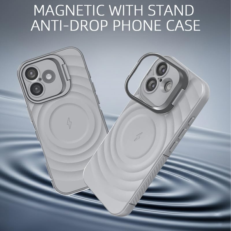Image of LuxuryKase Shockproof Case for iPhone 17 | Ripple Pattern | Camera Protection | Inner Velvet Fabric Lining | Protective Cover with Enhanced Grip & Wireless Charging Support - Grey