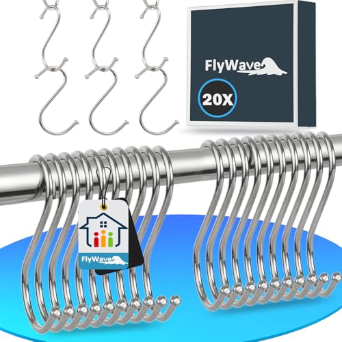 FlyWave S Haken Edelstahl 20 Stück, S-haken zum Aufhängen von Kleidung,...