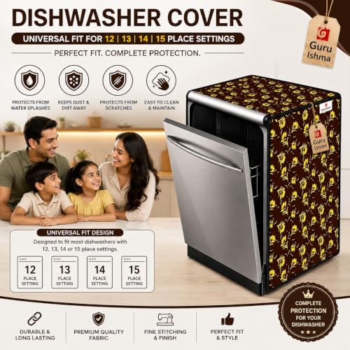 Image of Dishwasher Cover for 12 to 15 Place Setting | Water-Resistant Dustproof Zip Cover | Universal Fit Compatible with Bosch, LG, IFB, Hafele, Faber & More | 63 x 63 x 88 cm | Design 3