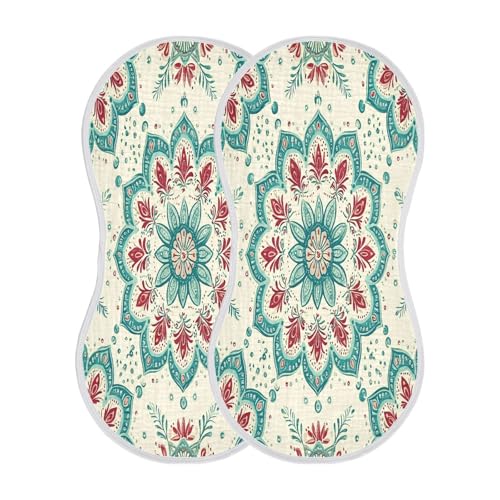 Beautiful Mandala Burp Cloths Cotton Baby Washcloths,Large 22x11in Burping Cloth Absorbent and Soft for Newborn Baby Boys and Girls,2 Pack2
