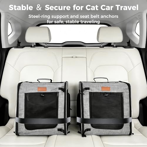 Image of PETUX 2-in-1 Double Cat Carrier with Play Tunnels for Multiple Cats | Portable, Breathable, Soft Side Cat Carrier with Litter Box and Comfortable Hammock for Travel and Vet Visit, 32 inchx13 inchx17 inch