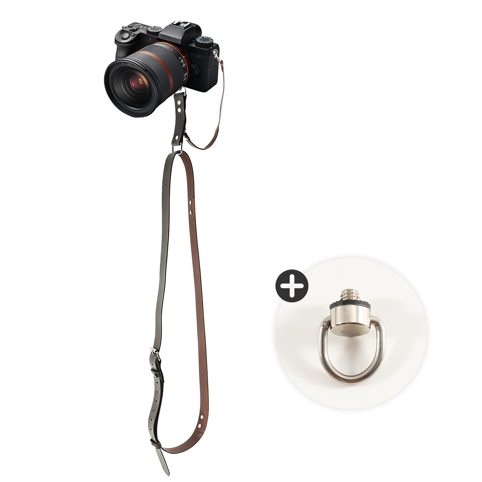 Tracolla per Fotocamera in Pelle Pieno Fiore – Singola Cinghia Professionale a Sgancio Rapido per Tutte le Fotocamere DSLR/SLR