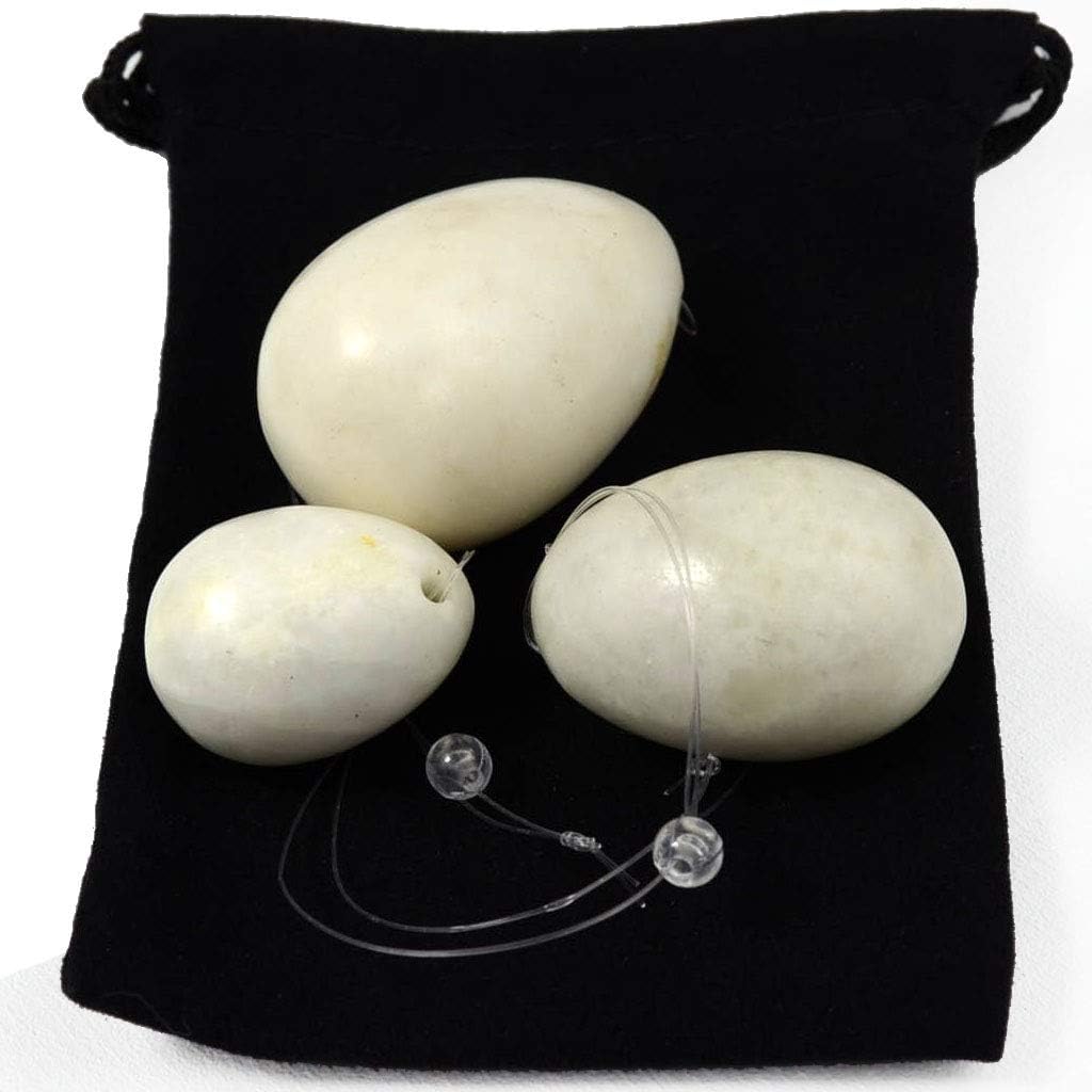 Yoni Egg Massage Jade 3PCS/Set Natural Stone Beads Upgraded Healing Yoga Exercise Pelvic Muscles Hand Balls(White)