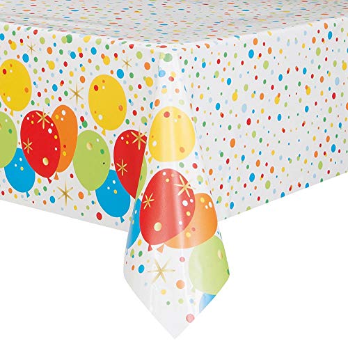 Unique Tableware Glitzy Gold Balloon Rectangular Plastic Table Cover | 54" X 84" | 1 Pc, 84" X 54", Multi Color #TOP9