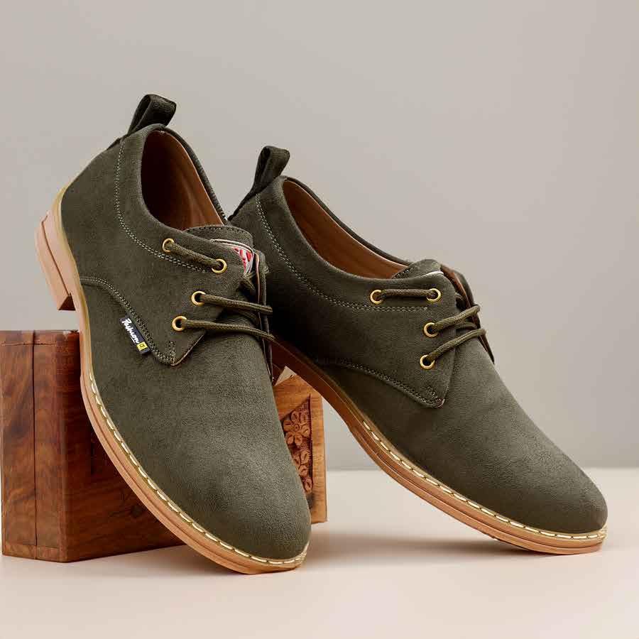 Image of WUGATTI Men's Suede Leather Lace-Up Casual Shoes Oxfords Walking, Office Comfortable and Classy Sneakers with Extra Comfort