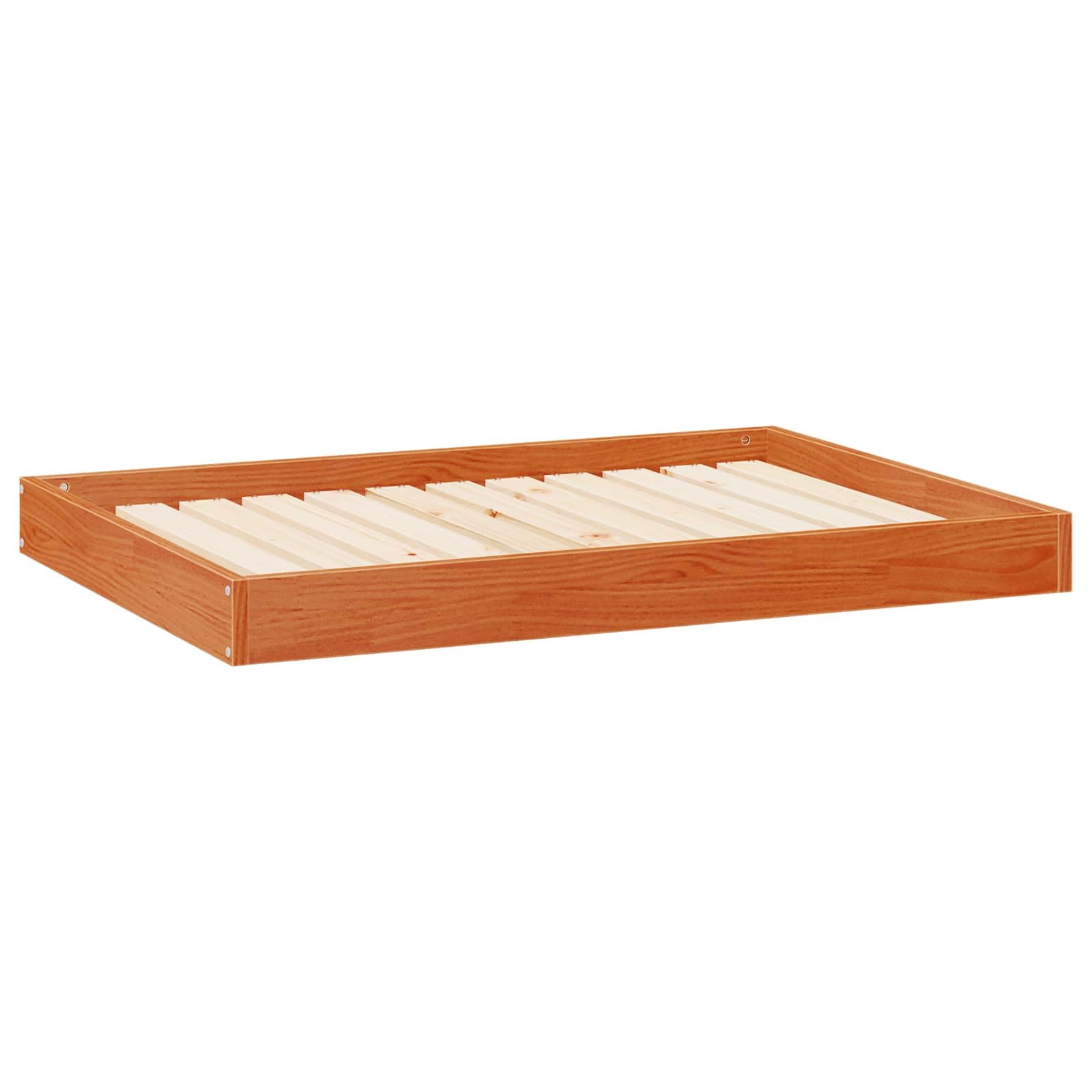 Hundebett Massivholz Kiefer wachsbraun, Hundekorb 101,5 x 74 x 9 cm, Stabiler Liegeplatz und Holzbett für Hunde, Moderne Hundeliege für den Innenbereich