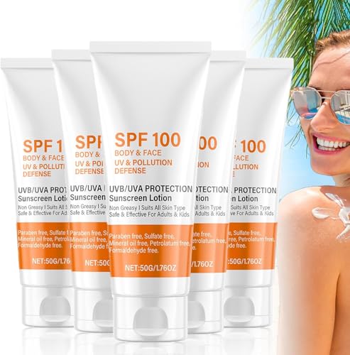 Image of Sunscreen SPF 100, Moisturizing Sunscreen For Body & Face, Face Sun Lotion Cream with SPF100, Ultra Light UV Protetion Cream, Water Resistant,Refreshing And Non Greasy (5)