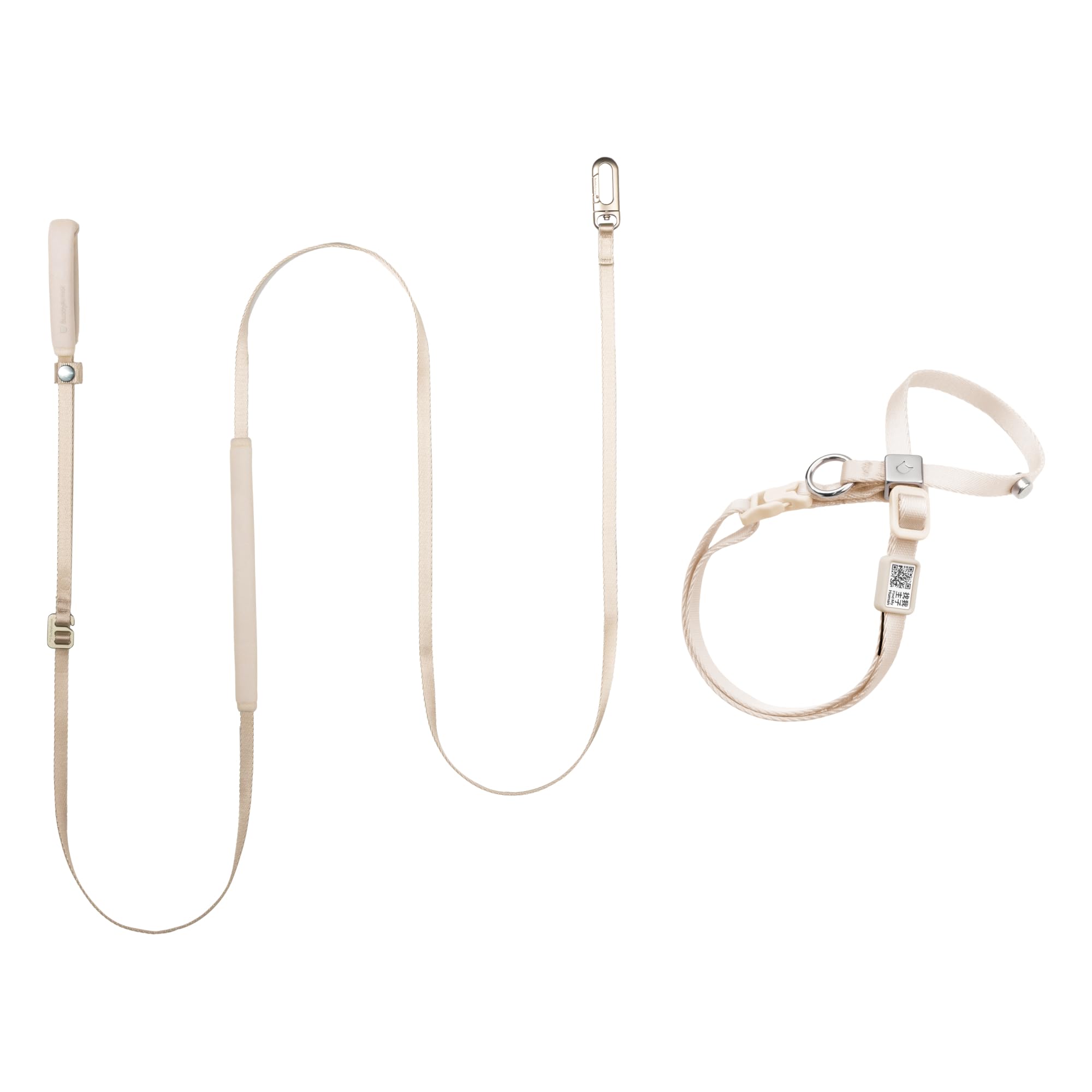 Set di pettorina per gatti a prova di esplosione, 8 forme con guinzaglio, anti-smarrimento, anti-soffocamento, regolabile, con codice QR e maniglie libere, per gatti fino a 10 kg (beige, S)