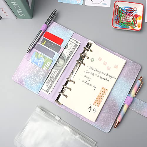 Fichário A6, fichário de couro PU para caderno, capa para fichário organizador pessoal de pérola em