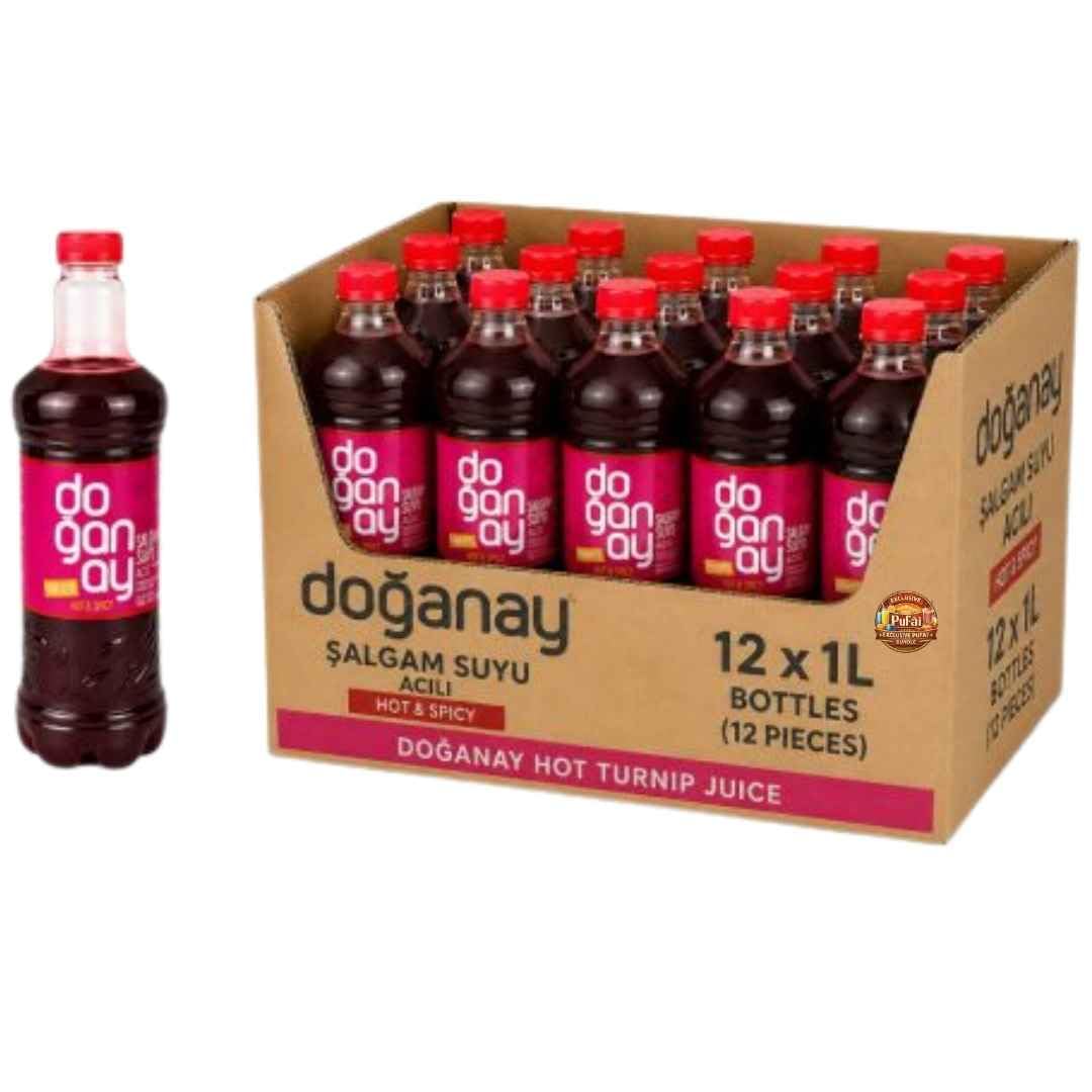 PUFAI Bundle – DOGANAY Scharfer Rübensaft – Traditionelles fermentiertes Getränk mit würzigem Geschmack, Trinkfertig, 1L, 12 Stück