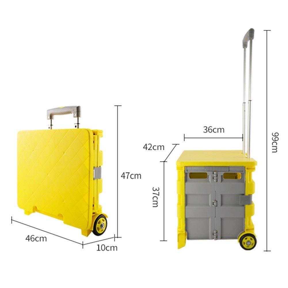 Einkaufskorb mit Rollen Kaufwagen Klappbox, 2-Rad-Faltbare Einkaufswagen Mit Griff, Haushalt Supermarkt Storage Box-Transportkarre Mit Deckel, Tragender 40kg (Color : Black)