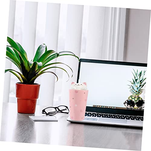 Cabilock 1 Conjunto De Copo Com Canudinho Para Gato Copo De Mão Cerâmica Animal 3D