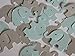 100 mixed blue and gray elephant confetti die cuts, party supplies boy baby shower decor