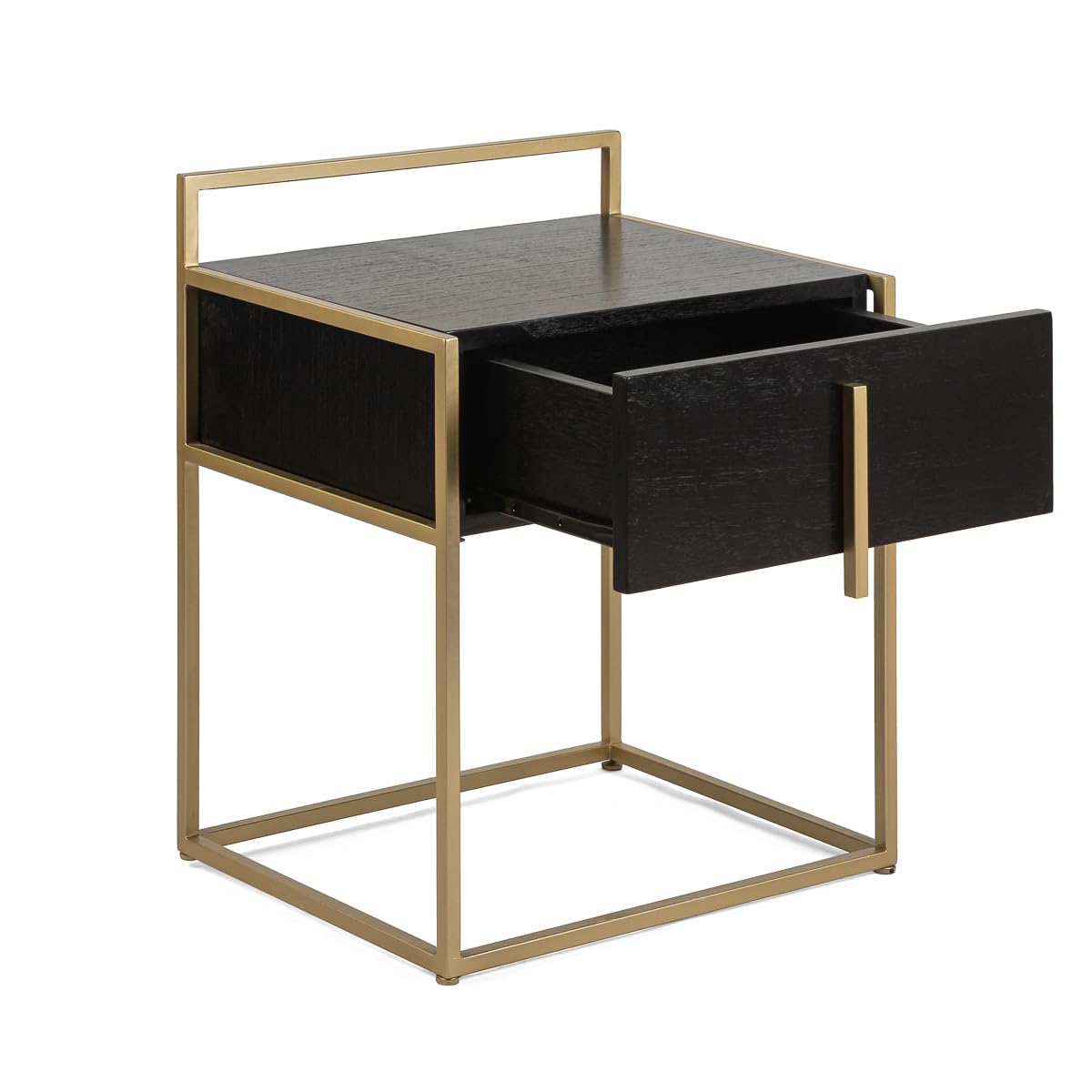 MESITA DE NOCHE 50X40X60 MADERA NEGRO/METAL DORADO