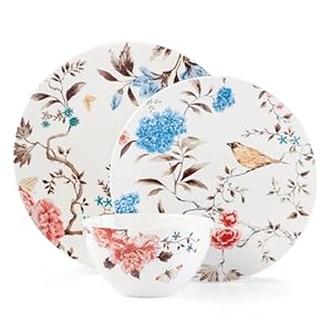 Lenox Sprig & Vine 12-Piece Dinnerware Set, 17.30 LB, White